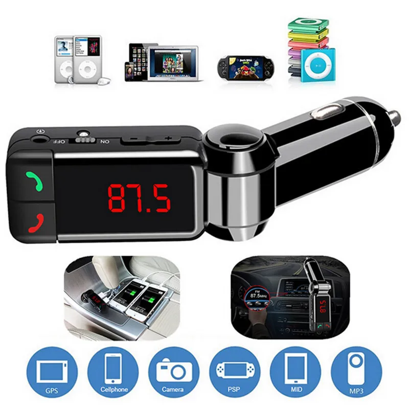 

Car Radio MP3 Audio Player Bluetooth Wireless FM Modulator Car Kit HandsFree LCD Display USB Charger for iPhone Samsung
