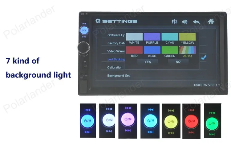 Автомобильное радио FM 2 Din 7 фоновые огни сенсорный экран стерео Bluetooth пульт дистанционного управления USB/TF/AUX 4 языка MP5 плеер