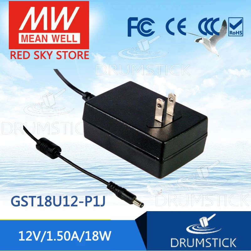

MEAN WELL GST18U12-P1J 12V 1.5A meanwell GST18U 12V 18W AC-DC High Reliability Industrial Adaptor