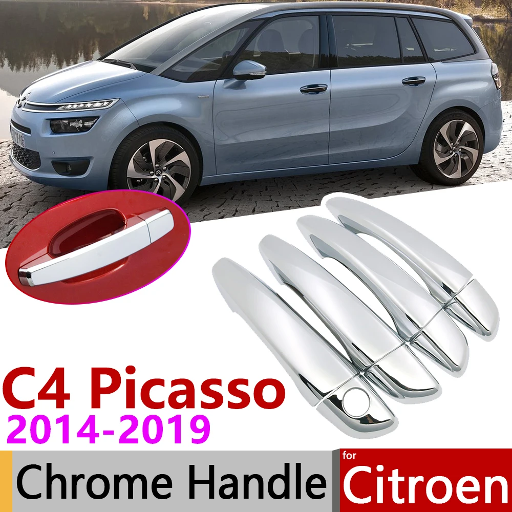 Хромированная крышка дверной ручки для Citroen C4 Picasso SpaceTourer MK2 2014 ~ 2019 автомобильные