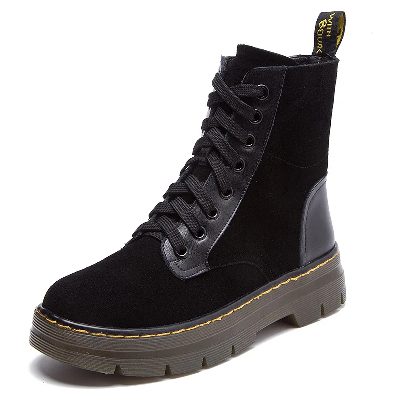 

2017 winter new Martin boots female casual leather round head anti-skid boots tendon bottom cotton shoes