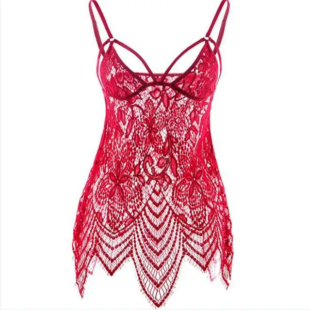 MR29 2017 Red Women Erotic Dress Pajamas With G string Sexy Lingerie