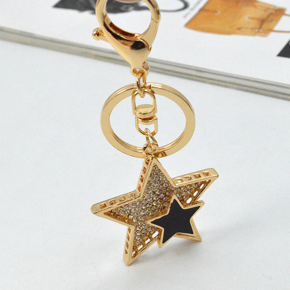 

Fashion casual alloy crystal five stars women Keychain Bag Pendant alloy key chain ring holder fashion jewelry accessories KC811
