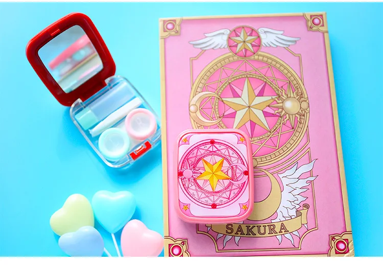 Японский аниме Cardcaptor искатель карт Sakura CLOW карты контактные линзы очки коробка для кормящих с зеркалом косплей реквизит