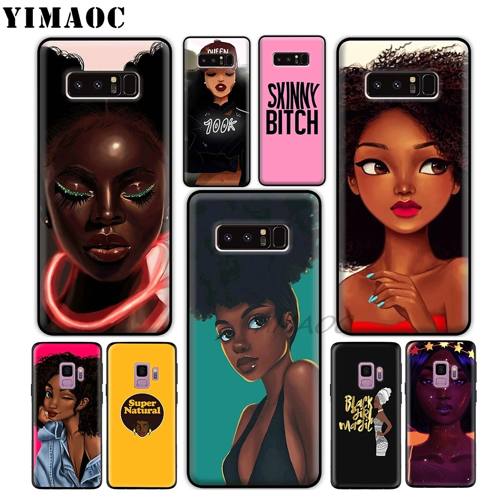 

YIMAOC Afro Girls Funny Soft Silicone Case for Samsung Galaxy A9 A8 A6 Plus 2018 A5 A3 2017 2016 Note 9 8