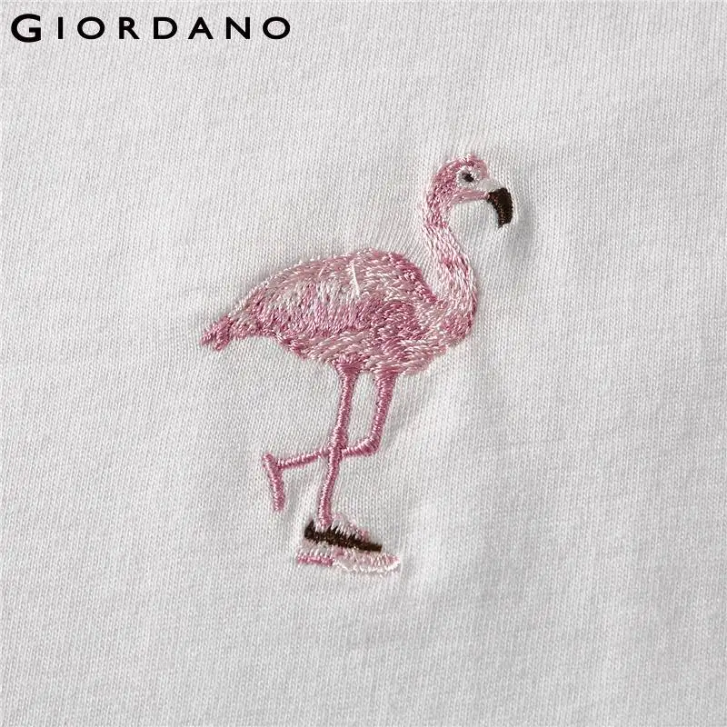 Giordano женская футболка с вышивкой животных и коротким рукавом открытыми