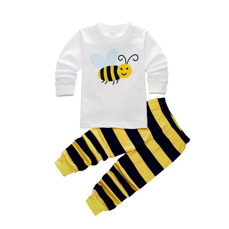 Пижамный комплект для малышей от 2 до 7 лет, Божья коровка с пингвином для девочек, одежда для сна с длинными рукавами для малышей Детская Хлопковая одежда для сна, детские пижамы - Цвет: Color as shown