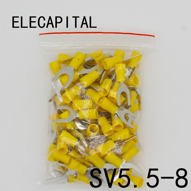 4 Gauge Gold Spade Fork Terminal 10 pack Wire Crimp Insulated 5//16 connector AWG
