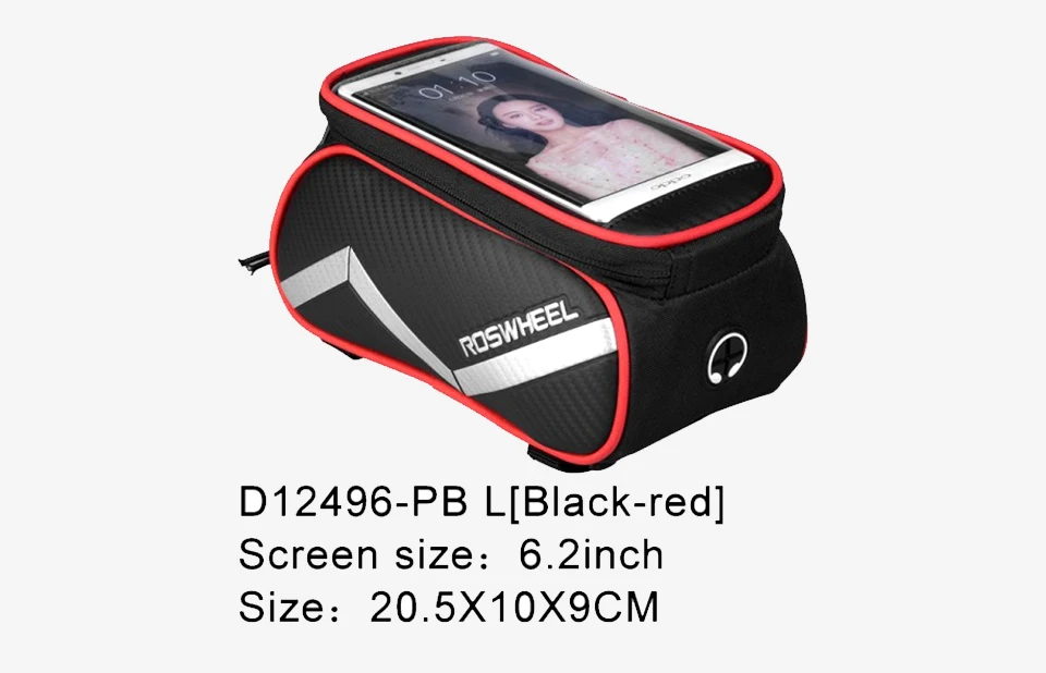Cheap ROSWHEEL Bicycle Bags Frame Front Head Top Tube Waterproof Bike Bags&Double IPouch Cycling For 5.5-6.2 in Cell Phone Touch 12
