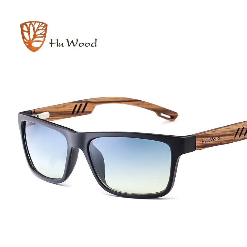 HU Дерево марка Дизайн Зебра древесины Солнцезащитные очки для женщин для Для мужчин модные спортивные Цвет градиент Солнцезащитные очки для женщин для вождения Рыбалка зеркало Оптические стёкла gr8016 - Цвет линз: 1