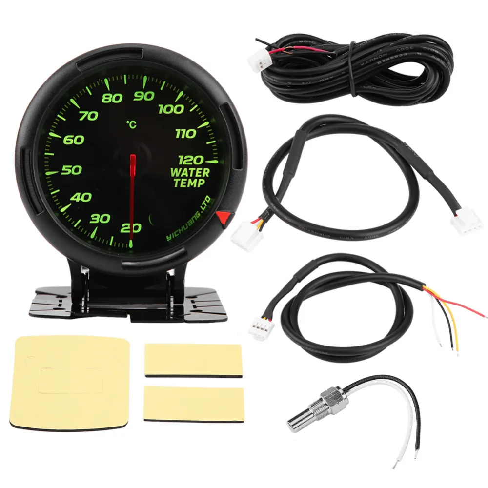 

12V 64 Color LED Backlight Water Temperature Gauge 20-120 with Sensor NPT1/8" for Auto Racer Boost/Vacuum/Water Car Accessories