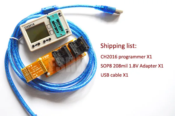 1.8 В низкого напряжения Посвящается! CH2016 программист + 208mil SOP8 адаптер для 1.8 В чип 25U64535F