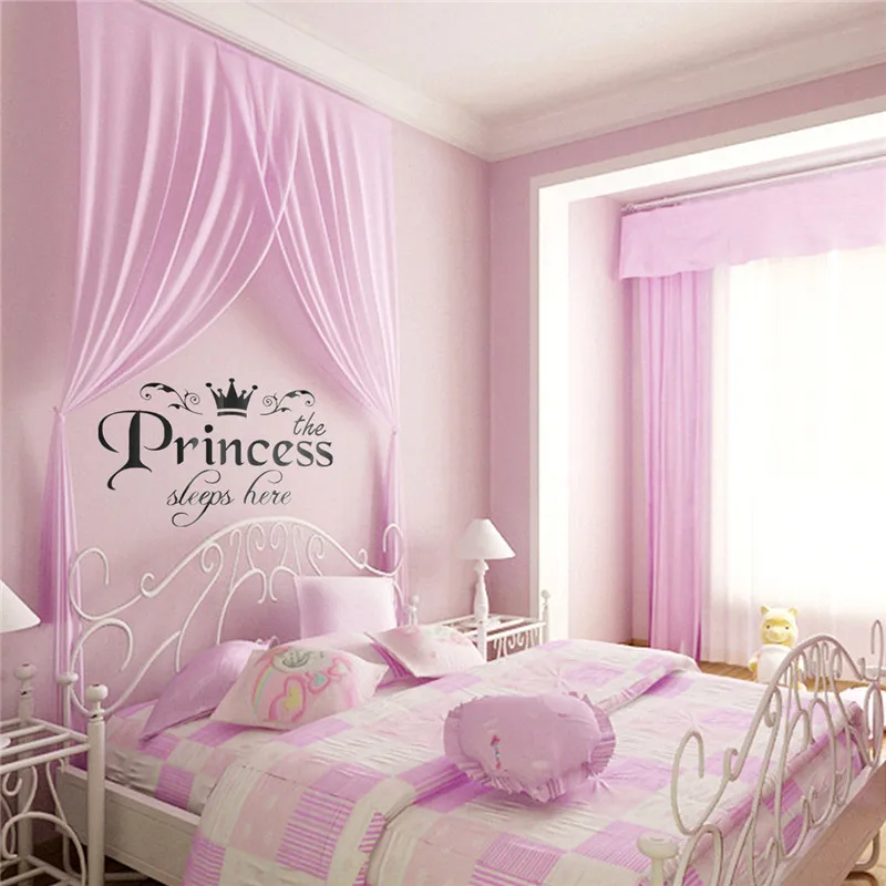 New Arrival Diy Removable Princess Sleeps Wall Stickers For Kids Rooms Free Shipping