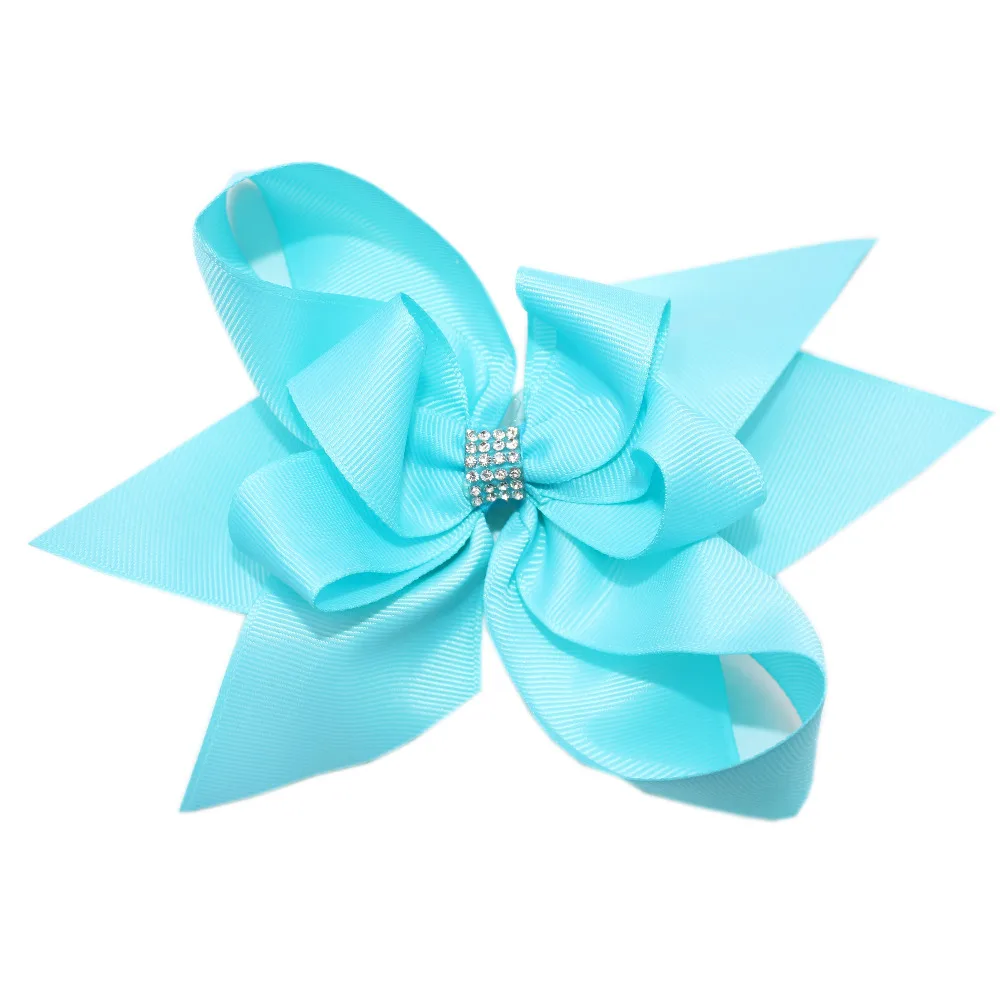 2pcs/lot Ribbon Bows With Mosaic Rhinestone For Kids Girls Crystal Hair