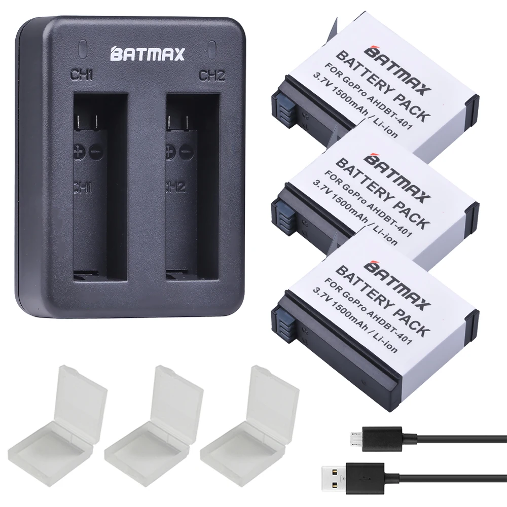 Для 3X 1500mAh Gopro Hero 4 батарея AHDBT-401 + двойной USB зарядное устройство для GoPro4 HD Hero4