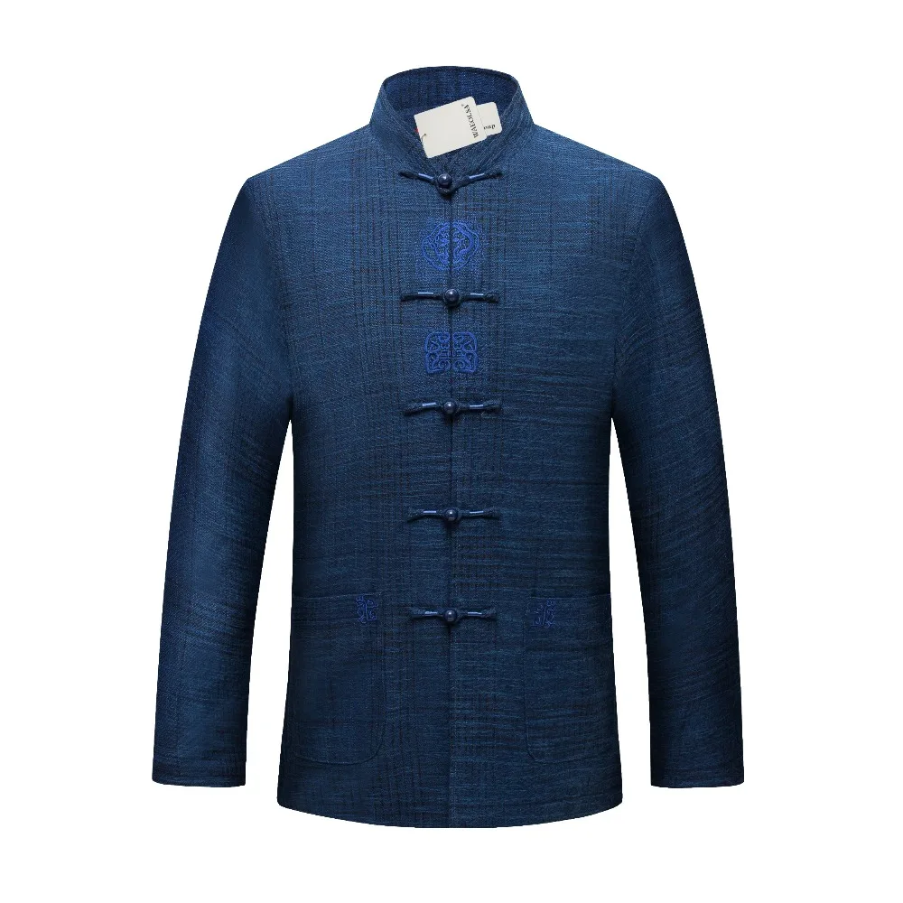 Men Quilted Coat Mandarin Collar Tunic Parkas Man Winter Autumn Padded Basic Coats Male Oriental