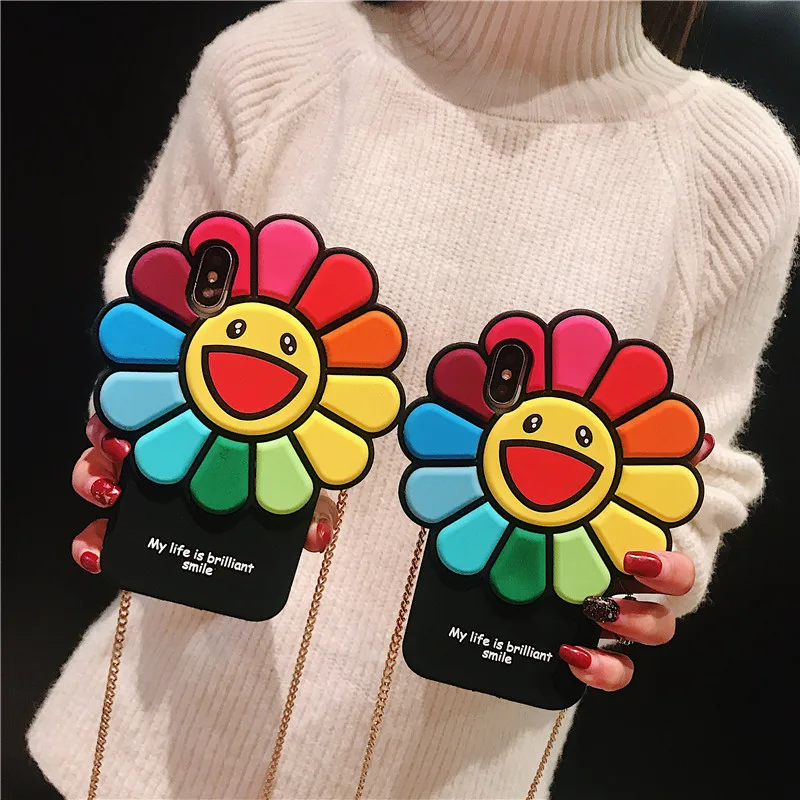 Murakami Takashi KaiKai KiKi Rainbow Flower Phone Case For Apple Iphone 6 6s 7 8 Plus X XR XS MAX Silicone 11 pro max Cover Capa