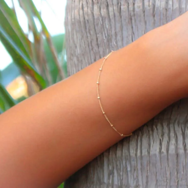 

Surou Western Ornaments Fashion Simplicity Female Copper Bead Chain Bracelet Simple Bijouterie Boho Harajuku