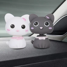 1 шт., голова кошки, ПВХ, встряхивающие милые цифры, украшение для автомобиля, офиса, дома, куклы, Мультяшные украшения, авто аксессуары для интерьера