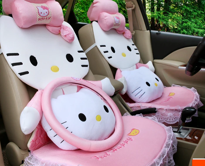 14pcs hello Kitty Universal car seat cover that summer ice silk cartoon