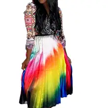 Летняя модная длинная юбка в пайетках femme lady tie dye print Женская плиссированная юбка Сексуальная юбка макси в стиле бохо 225