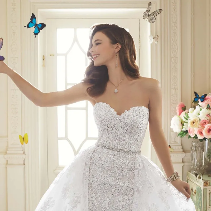 2018 самые модные арабский кружево Русалка свадебное платье со съемной большой юбка аппликации на заказ мать невесты платья для женщин