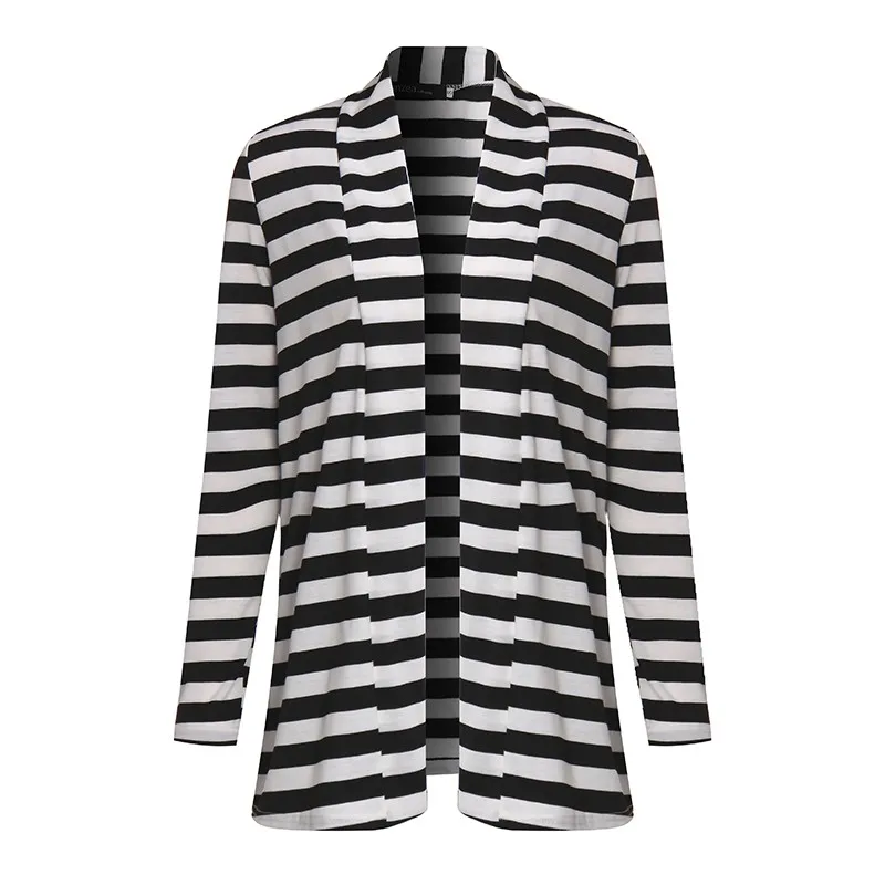 Long Sleeve Striped Printed Elbow Patchwork Knitted Sweater Cardigan