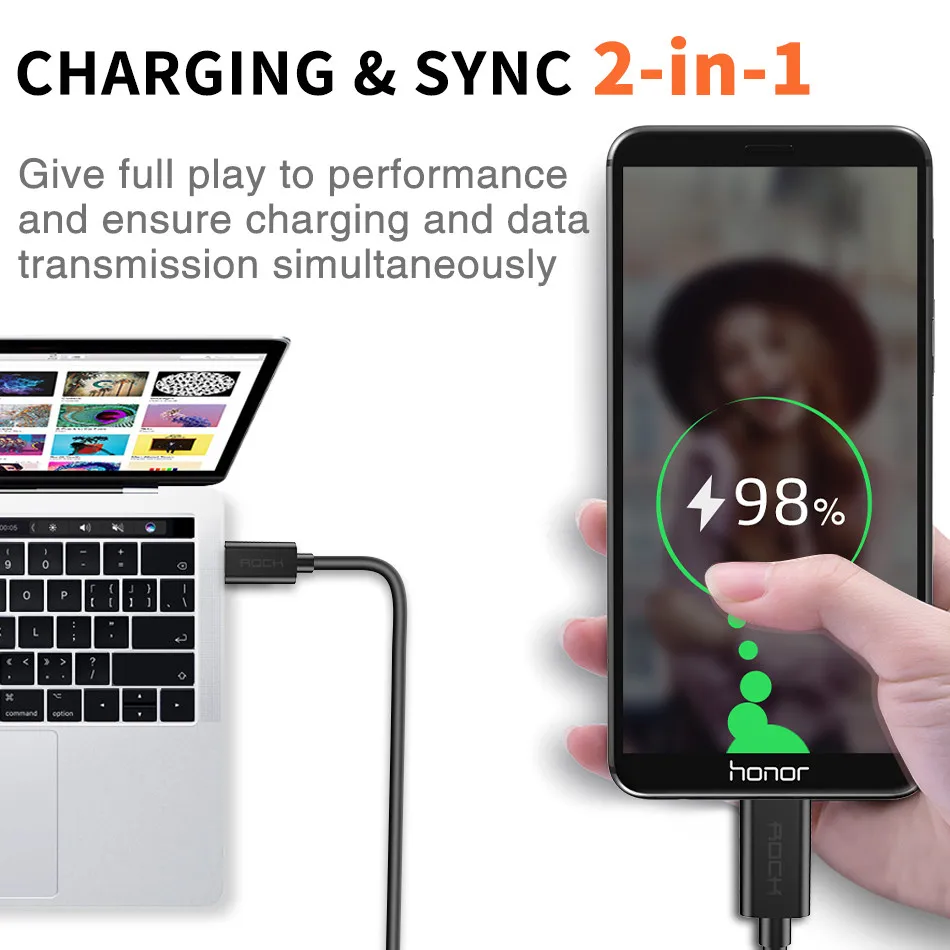صخرة كابل يو اس بي ل فون X 8 7 6 سريع شحن شاحن مايكرو كابل usb لسامسونج Xiaomi USB نوع c نوع-c الهاتف المحمول الكابلات