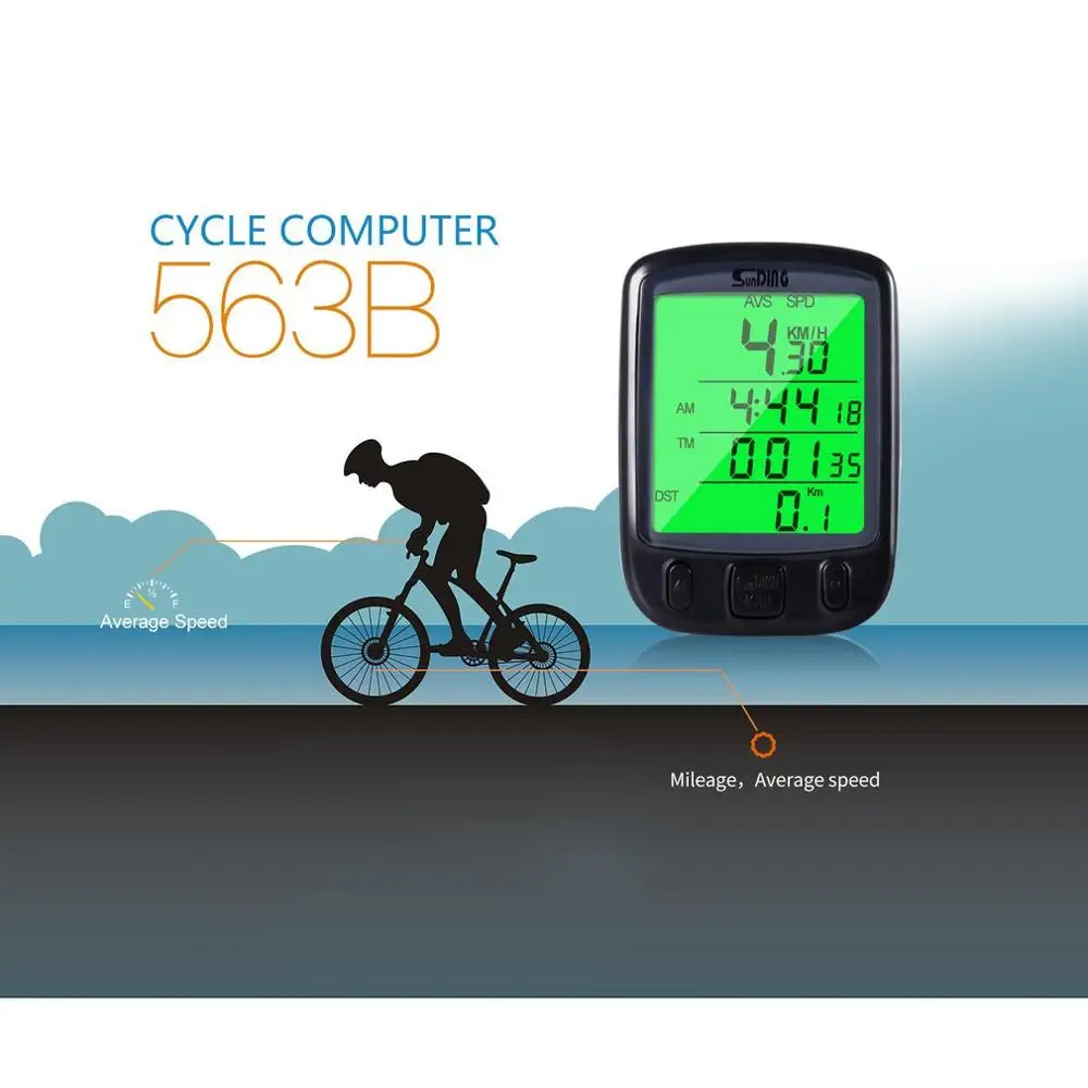 New Cycle Bicycle Bike LCD Computer Odometer Speedometer With Backlight Monitor Bikes' Speed Distance And Riding Time