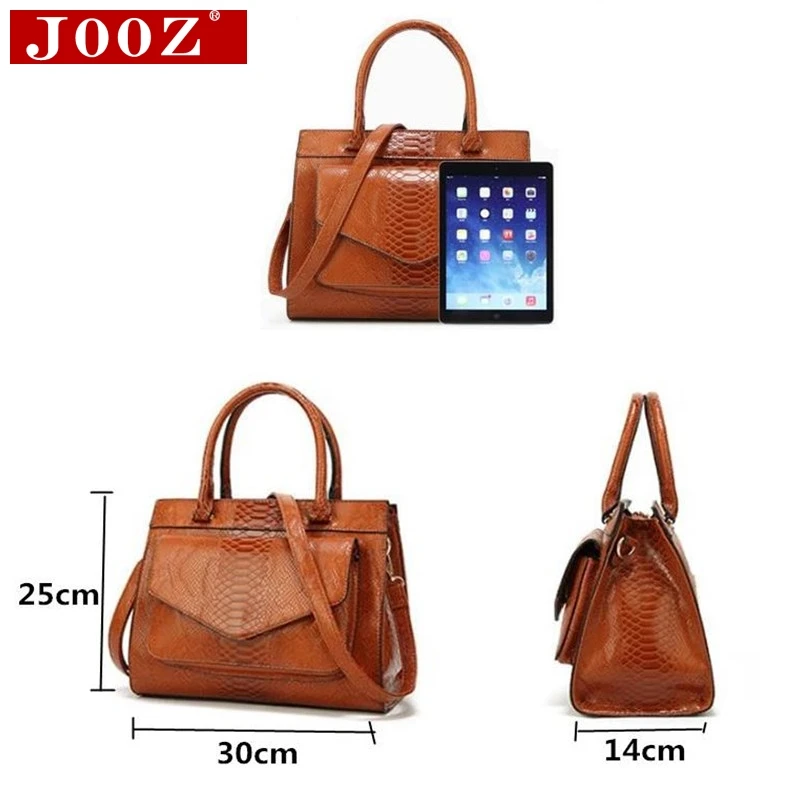 JOOZ New Fashion Woman Bag Luxe cuir Serpentine Women's leather Handbags With pouch Ladies Trunk Tote bolsos Women messenger bag