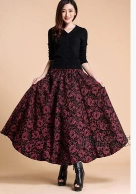 Новая эластичная резинка на талии больше ткани, чтобы держать теплую цветочную юбку юбка Джокер бюст юбки qiu dong длинная юбка - Цвет: 9