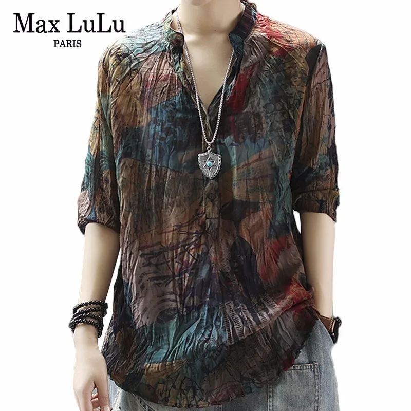 Женские льняные топы и блузки Max LuLu летние корейские модные женские шифоновые