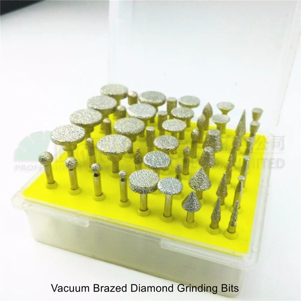 50pcs/set mini brazed diamond burrs for stone, Diamond grinding head,  engraving bits, single blister 