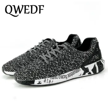 

QWEDF New Trend Sneakers Men Slip On Vulcanize Shoes Low Top Flat Shoes Breathable Mesh Socks Flats Unisex Shoes Mocassin X4-20