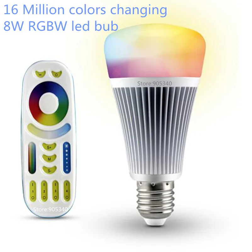 

16 million color 8W Smart RGBW RGBWW MI.light CCT LED Bulb 2.4G wireless RF touch Remote Controller Dimmable lamp E27 85-265V