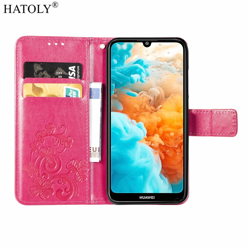 Чехол для Huawei Y6 кожаный чехол с откидной крышкой 2019 кошелек Мягкая силиконовая