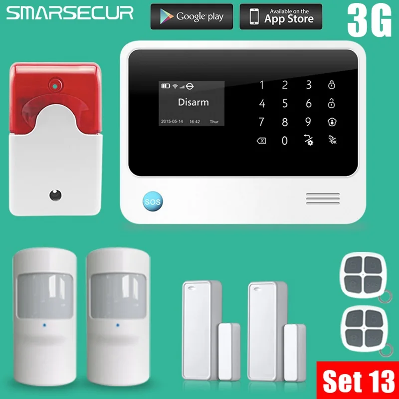 Smarsecur G90Bplus Беспроводная GSM сигнализация Android IOS приложение управление wifi GSM сигнализация сенсор комплект английский, русский, испанский голос - Цвет: SET 13