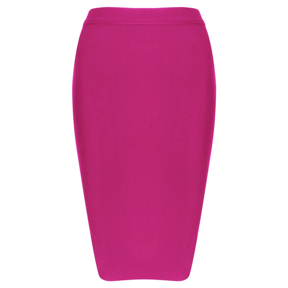 

BEAUKEY Fuchsia 2018 Office Lady Pencil Bandage Skirt Empire Plus Size Knee Length Skirt Wholesale XL