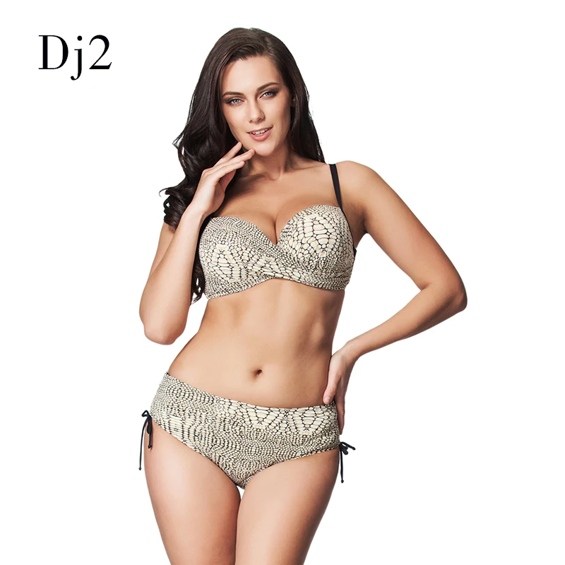 Günstig Schlange Haut Print Bikini Set Hohe Taille Badeanzug Frauen Plus Size Bademode Retro Badeanzug Bandeau Strappy Bikini Plus Größe 6xl