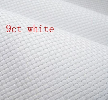 

oneroom High Quality Free Shipping White /white/black 9 Count (9 CT) 100X50cm Aida Cloth Cross Stitch Fabric