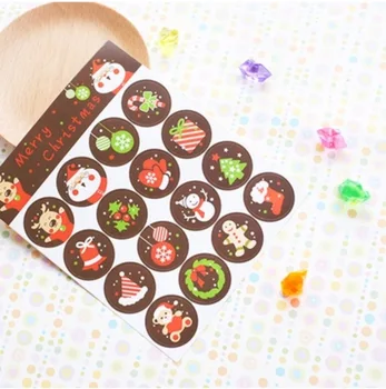 

2018 New Arrival 160Pcs Brown Merry Christmas Cartoon Deer Tree Sock Seal Sealing Label Sticker Baking DIY Gift Stickers M1024