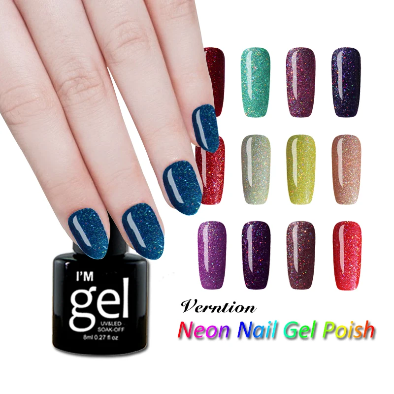 Verntion Glitter Neon Gel Nail Polish Varnish Design Uv Verntion Glitter Neon Gel Nail Polish Varnish Design Uv Color Set Soak Off Long Lasting Bling Led Lamp Glue In From Beauty