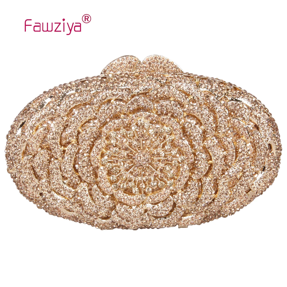 Fawziya Clutch With Flowers Purses with Rhinestones Crystal Flower Clutch Evening Bag