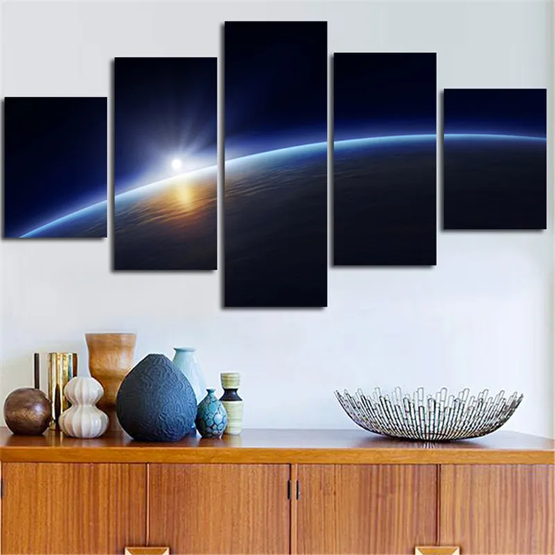 ALMUDENA-Unframed-Wall-Tableau-Picture-Art-Canvas-Painting-Light-Around-Surface-Of-Earth-Home-Decor-For