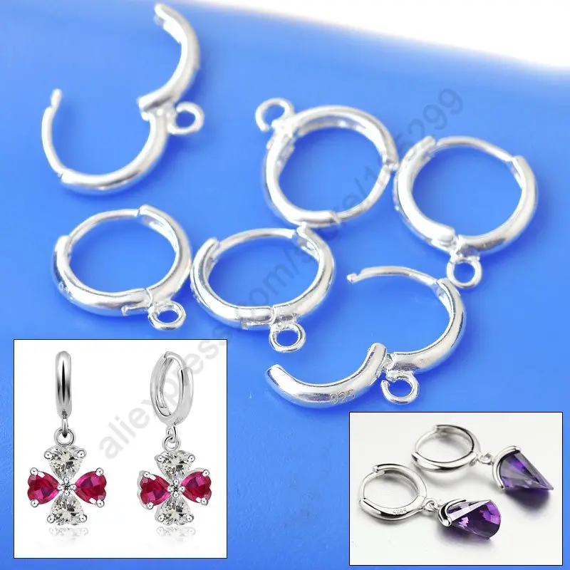 

Wholesale 20PCS European Style Lever Back Ear Wires Jewelry Findings Real Pure 925 Sterling Silver Hoop Earring DIY