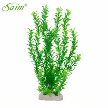 Искусственное, зеленое, пластиковое растение для украшения и декора аквариума, высота 45 см
