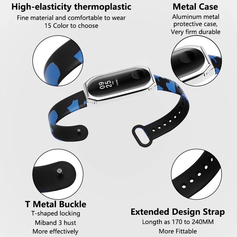 BOORUI новые Miband 3 ремень с металлическим корпусом и разнообразные с цветочным принтом correas Miband 3 аксессуары ремешок для xiaomi mi3