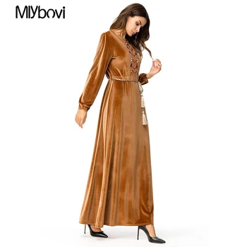 

Fashion Middle East Ramadan Abaya Embroidery Dubai Dress M-4XL Patchwork Muslim Women Dress Islamic Abaya Muslim Women Clothing