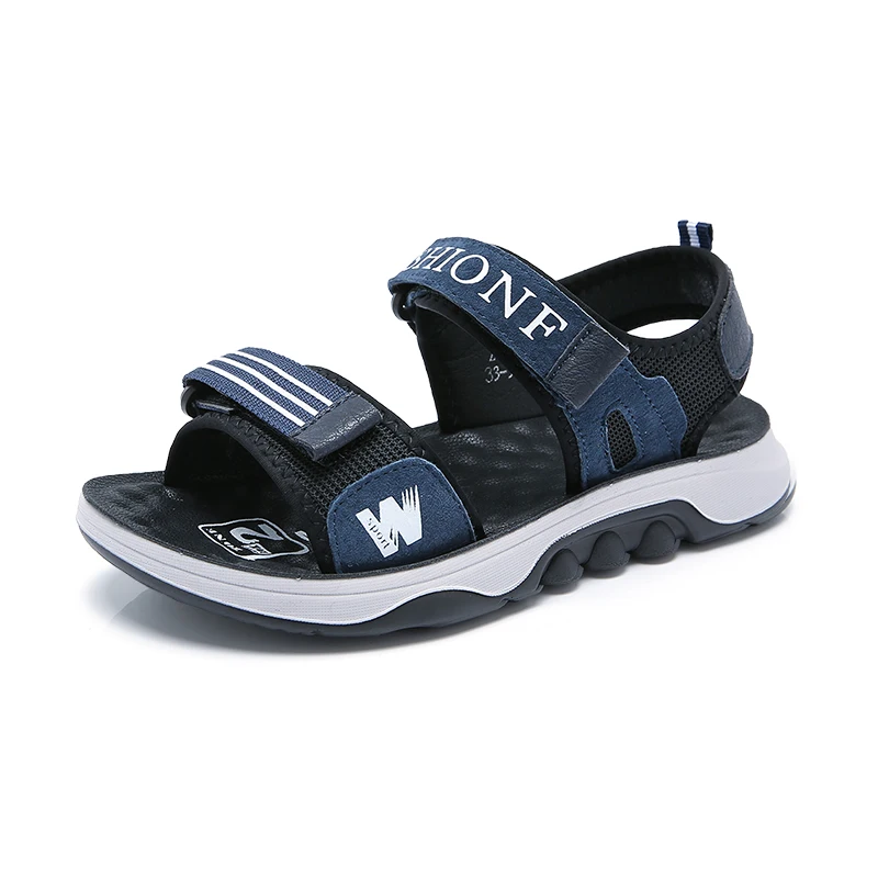 Boys sandals genuine leather Eur size 26~41 Children summer shoes child beach sandals Kids canvas rain breathable flats shoes 