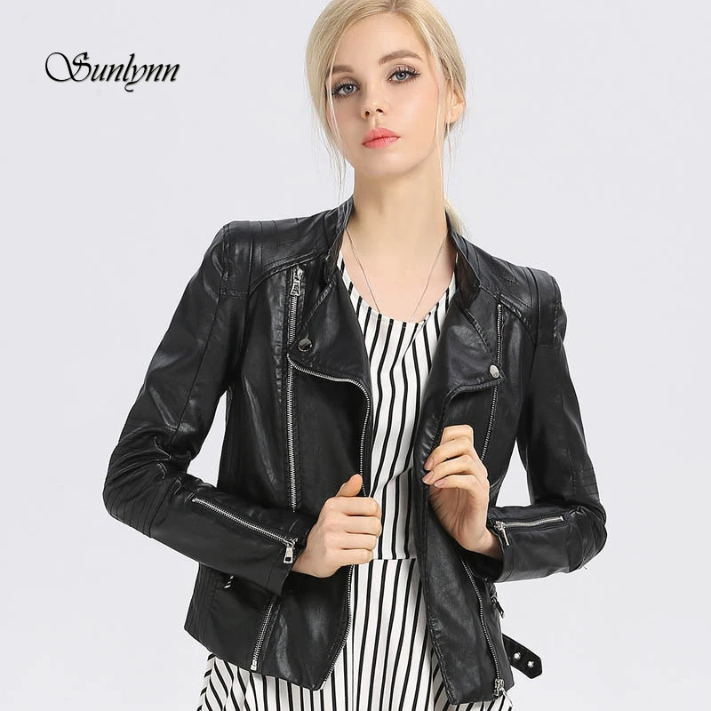 New fashion brand Women's short motorcycle Faux Leather